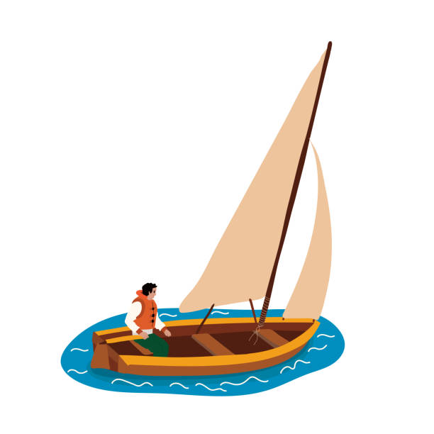 ilustrações de stock, clip art, desenhos animados e ícones de sailing - sailboat nautical vessel lake sea