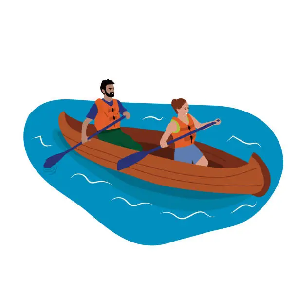 Vector illustration of kayaking