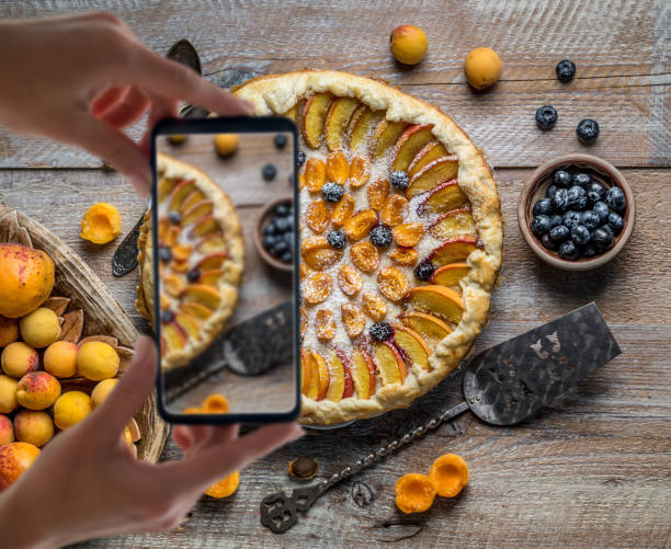 istock Apricot cake or pie with fresh fruits 1403466408