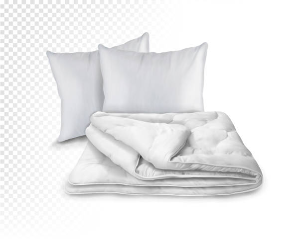 White duvet and white pillows. Vector illustration. White duvet and white pillows. Vector illustration. sheet bedding stock illustrations