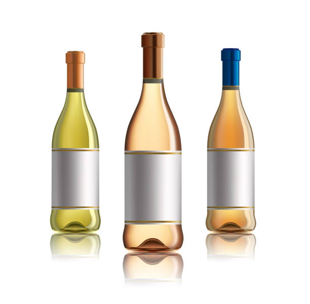 ilustrações, clipart, desenhos animados e ícones de garrafa de vinho tinto. conjunto de garrafas de vinho brancos, rosas e vermelhos. isolado no fundo branco - grape white grape green muscat grape