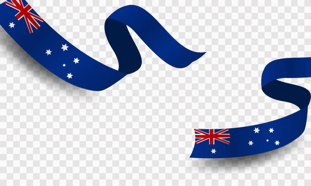 symbole und flagge von australien. 26. januar australia day, flaggen, ballons und feuerwerk. realistischer vektor - australia australia day celebration flag stock-grafiken, -clipart, -cartoons und -symbole
