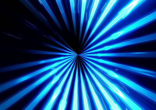 放射状の青色光線のイラスト