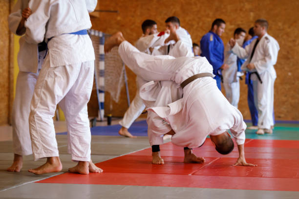 istock Martial arts fighters training together 1403478026