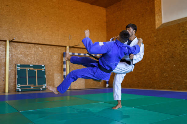 istock Jujitsu fighters in the gym 1403479365