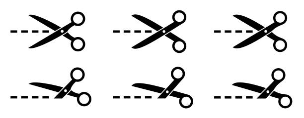 Scissors Icon set. Cutting scissors with cut lines symbols. Cut here signs. Isolated.  Stock Vector Scissors Icon set. Cutting scissors with cut lines symbols. Cut here signs. Isolated.  Stock Vector discount coupon template silhouette stock illustrations