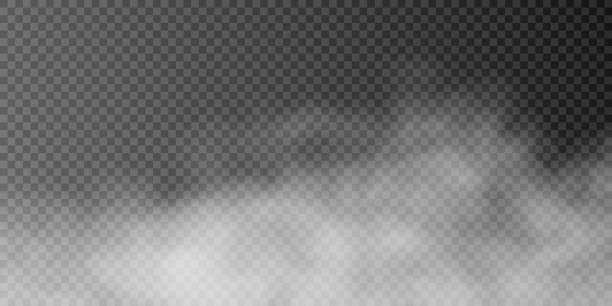 półprzezroczysty dym izolowany na przezroczystym tle. efekt specjalny efektu steam. wektorowa tekstura pary, mgły, chmury, dymu. - translucent stock illustrations