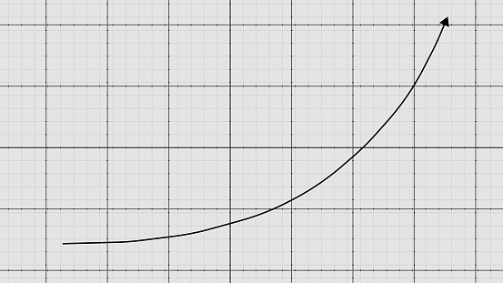 Stock price chart on the notebook page. Growth and decline dynamics. Creative financial concept. Investment background. 3d render.