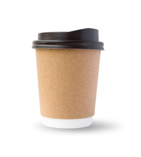 白い背景のクリッピングパス上の紙のコーヒーカップの分離 - coffee take out food cup paper ストックフォトと画像