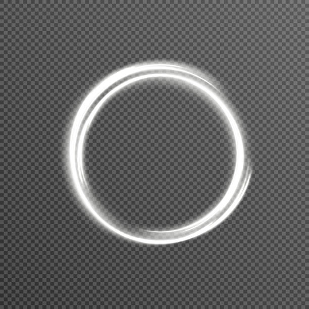 Bright white circle, glowing line light effect. Glowing energy circle. Bright white circle, glowing line light effect. Glowing energy circle. Design element for the design of invitations, cards, presentations. PNG vector. wave png stock illustrations