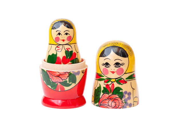 istock Wooden doll Matryoshka, a souvenir on a white background 1403483015