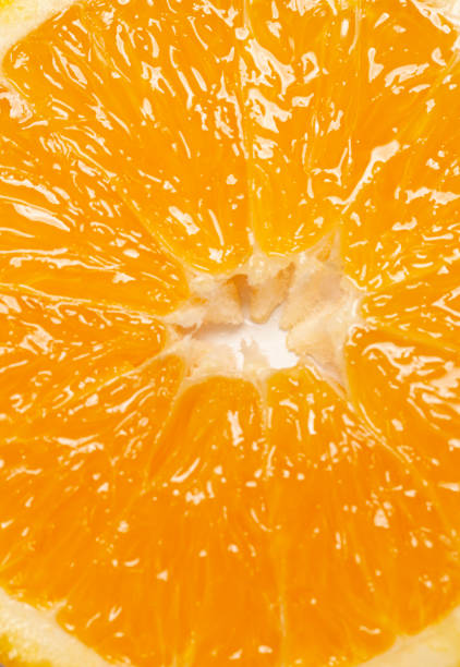 istock Slice of fresh orange background top view 1403483342