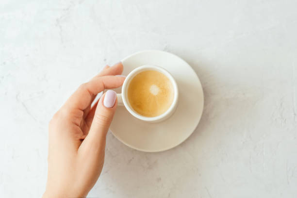 istock A cup of espresso on a gray background. 1403488337