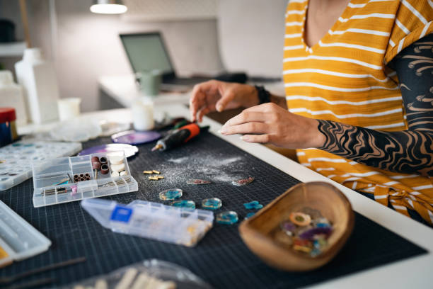 istock Unrecognizable Caucasian craft woman working at her workshop 1403488552
