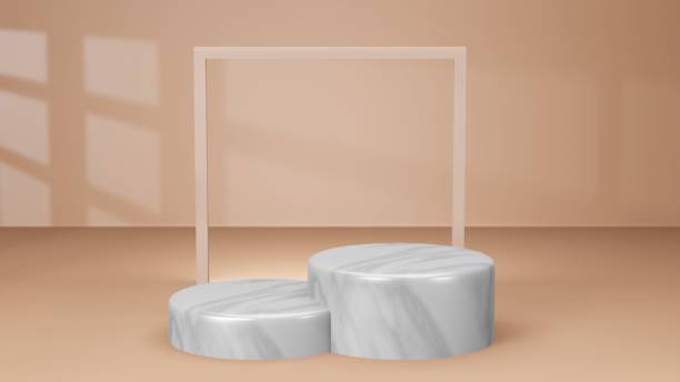 istock 3d rendering illustration of podium stage display showcase for product placement in minimal design. 1403488901