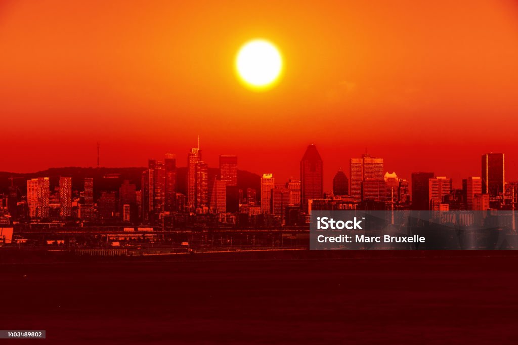 City hit by extreme heatwave Conceptual image of a city hit by extreme heatwave Heat Wave Stock Photo