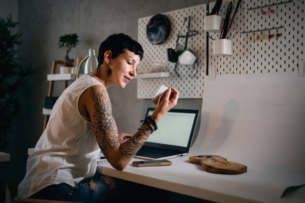 istock Female small business owner, working at her studio 1403490153