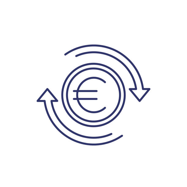 fitness, health, gym trendy icons on circles Euro exchange, money and finance line icon зарплата фельдшера stock illustrations
