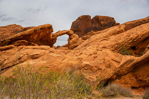 The Natural Arch formation in the Valley of Fire State Park, Nevada.