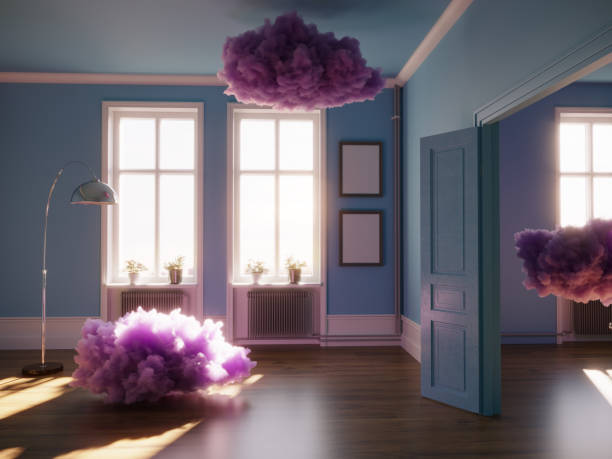Surreal purple clouds in the house
