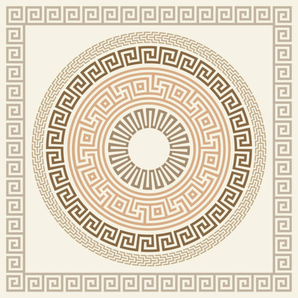 grecki wzór klucza, kolekcja ramek. dekoracyjny starożytny meandr - roman stock illustrations