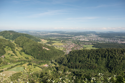 landscape in switzerland, view from the (Wasserflue), a 866 m above sea level. mountain in the canton of Aarau.