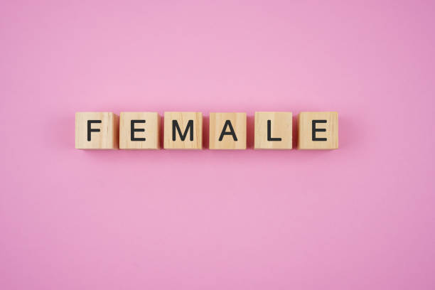 istock Female spelling on wood block pink background 1403502509