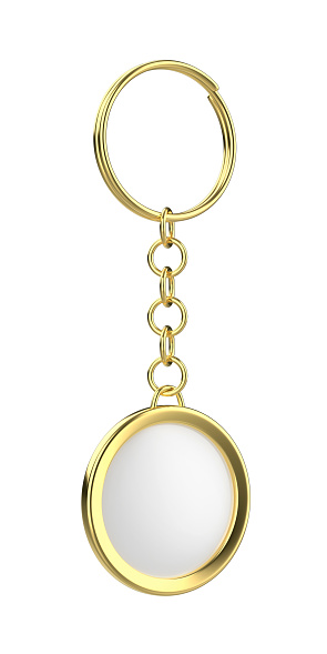 Luxury golden keychain isolated on white background