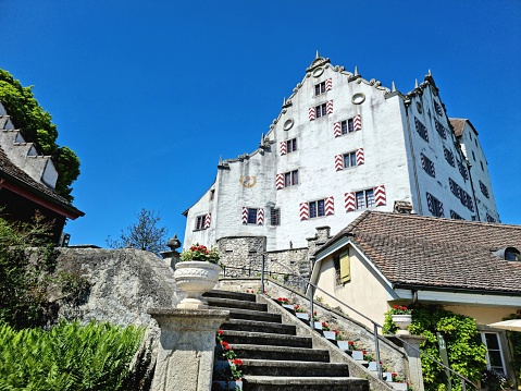 Lenzburg, Switzerland - July, 16, 2017: Lenzburg castle, built in the 11 century, in Canton Aargau, Switzerland