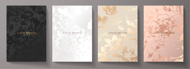 현대적인 우아한 커버 디자인 세트. 파스텔 플로럴 패턴의 럭셔리 패셔너블 한 배경 - wedding invitation stock illustrations