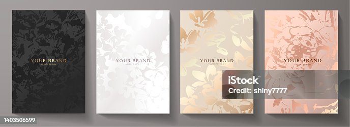 istock Modern elegant cover design set. Luxury fashionable background with pastel floral pattern 1403506599
