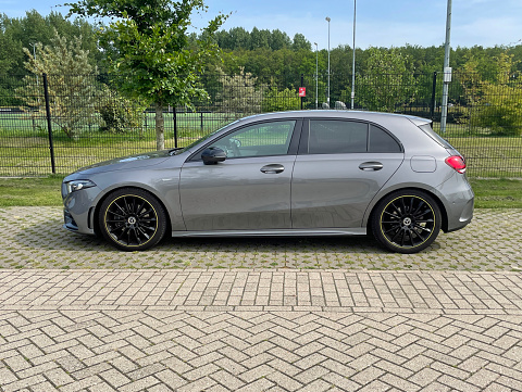Almere, the Netherlands - June 17, 2022: Mercedes-Benz A-Klasse hatchback parked on a public parking lot.