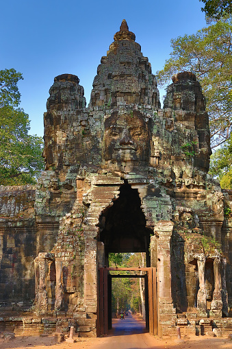 South gate to Angkor Thom, the capital of the ancient Khmer empire, Siem Reap, Cambodia