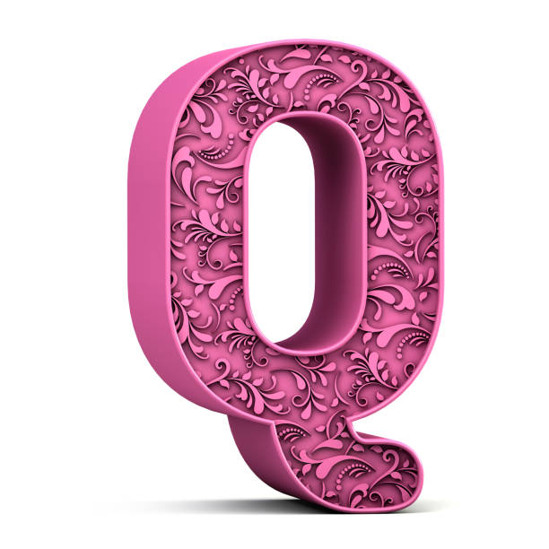 istock 3d floral alphabet Q isolated on white background. 3d illustration. 1403518934