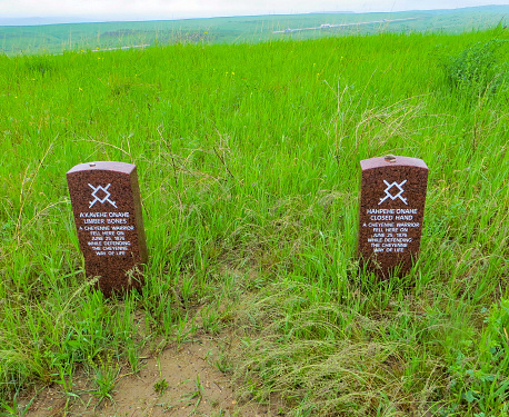 markers showing where native american warriors fell at Little Bighorn National Monument