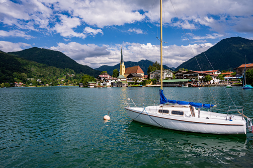 A boat in front of Rottach-Egern