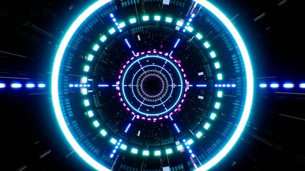 istock Glowing Neon Light Future Technology Tunnel Entrance 1403527722