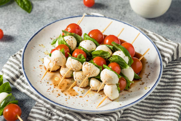 Homemade Fresh Caprese Skewer Appetizer