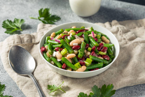 Homemade Organic Three Bean Salad stock photo