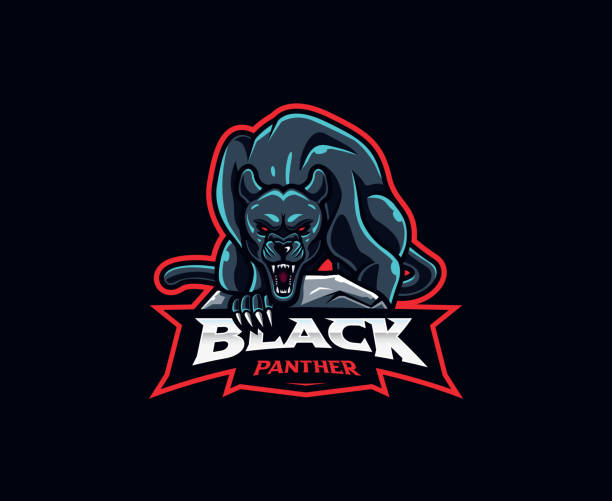 projekt logo maskotki czarnej pantery - pack animal stock illustrations