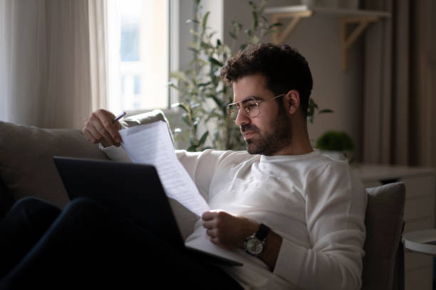 istock Businessman working from home office 1403537503