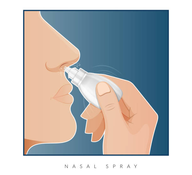 Human Nose - Nasal Spray - Stock Illustration Human Nose - Nasal Spray - Stock Illustration  as EPS 10 File nasal spray stock illustrations