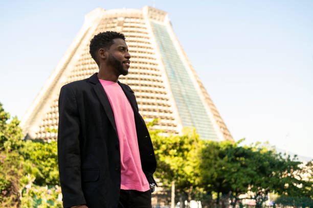 Photo of a man in front of the Rio de Janeiro Metropolitan Cathedral