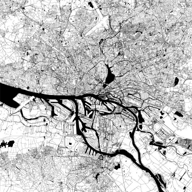 hamburg, niemcy mapa wektorowa - german culture obrazy stock illustrations