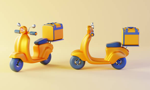 istock Moped, a motorcycle with a thermal bag with delivery. 1403574391