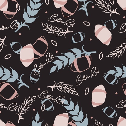 Cute Homemade Organic Butter Rolls Vector Graphic Seamless Pattern can be use for background and apparel design
