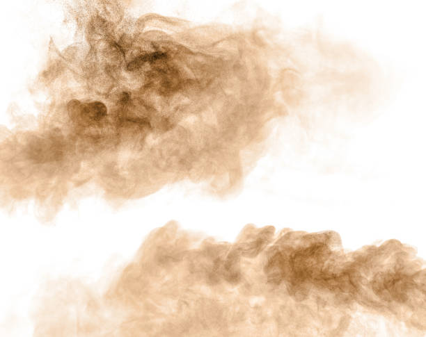 istock Brown black dust powder explosion. The texture is abstract and splashes float. 1403584099