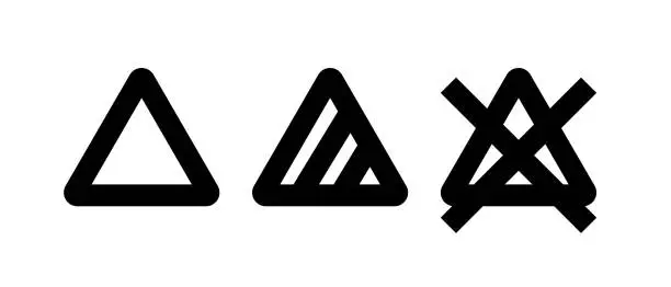 Vector illustration of Set of laundry symbols. Bleach icon set. Vectors.