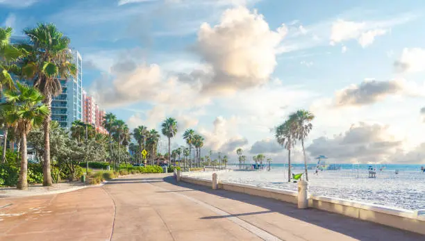 Photo of Clearwater beach with beautiful white sand in Florida USA