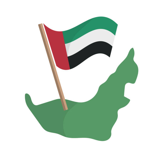 United Arab Emirates flag on a map of the United Arab Emirates. Vector. United Arab Emirates flag on a map of the United Arab Emirates. Editable vector. united arab emirates flag map stock illustrations